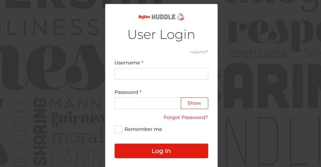 After signing up, how to log into Hyvee Huddle
