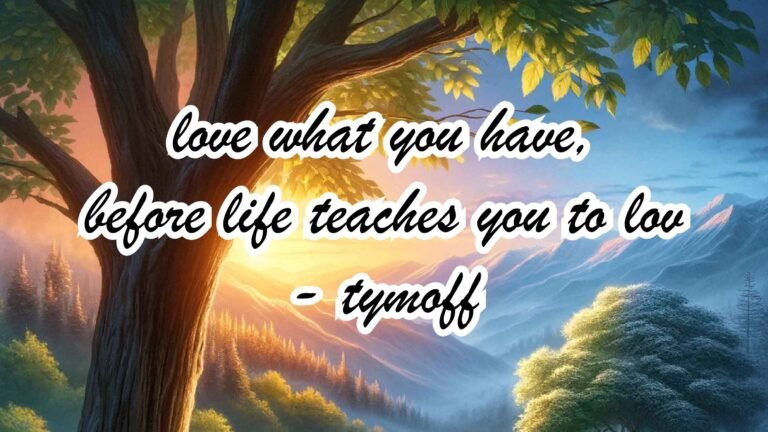 Love What You Have, Before Life Teaches You to Love – Tymoff: A Guide for Better Living