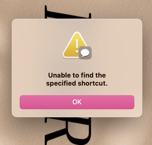 could not find the specified shortcut