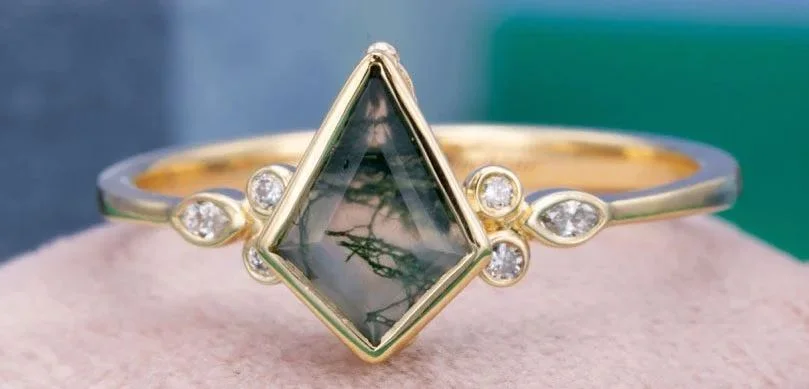 Moss Agate Engagement Ring